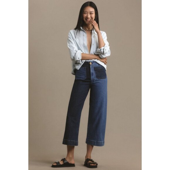 MAEVE BY ANTHROPOLOGIE Women's The Colette Cropped Wide-Leg Pants Size 27 - Picture 2 of 8